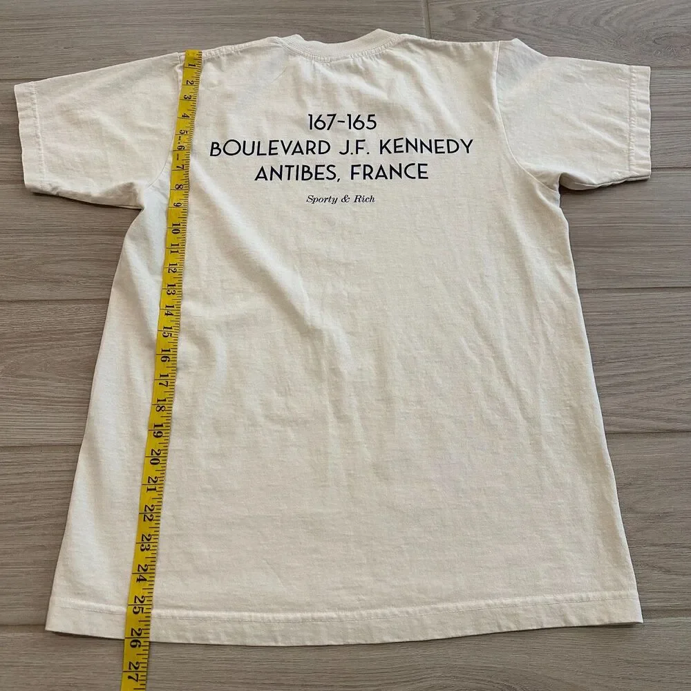 SPORTY & RICH x Hotel Du Cap Eden-Roc Crest Logo T-shirt Size S - Picture 4 of 5